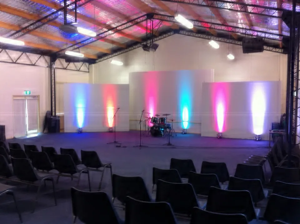 Stage lighting set up in Small Hall with seating of 200